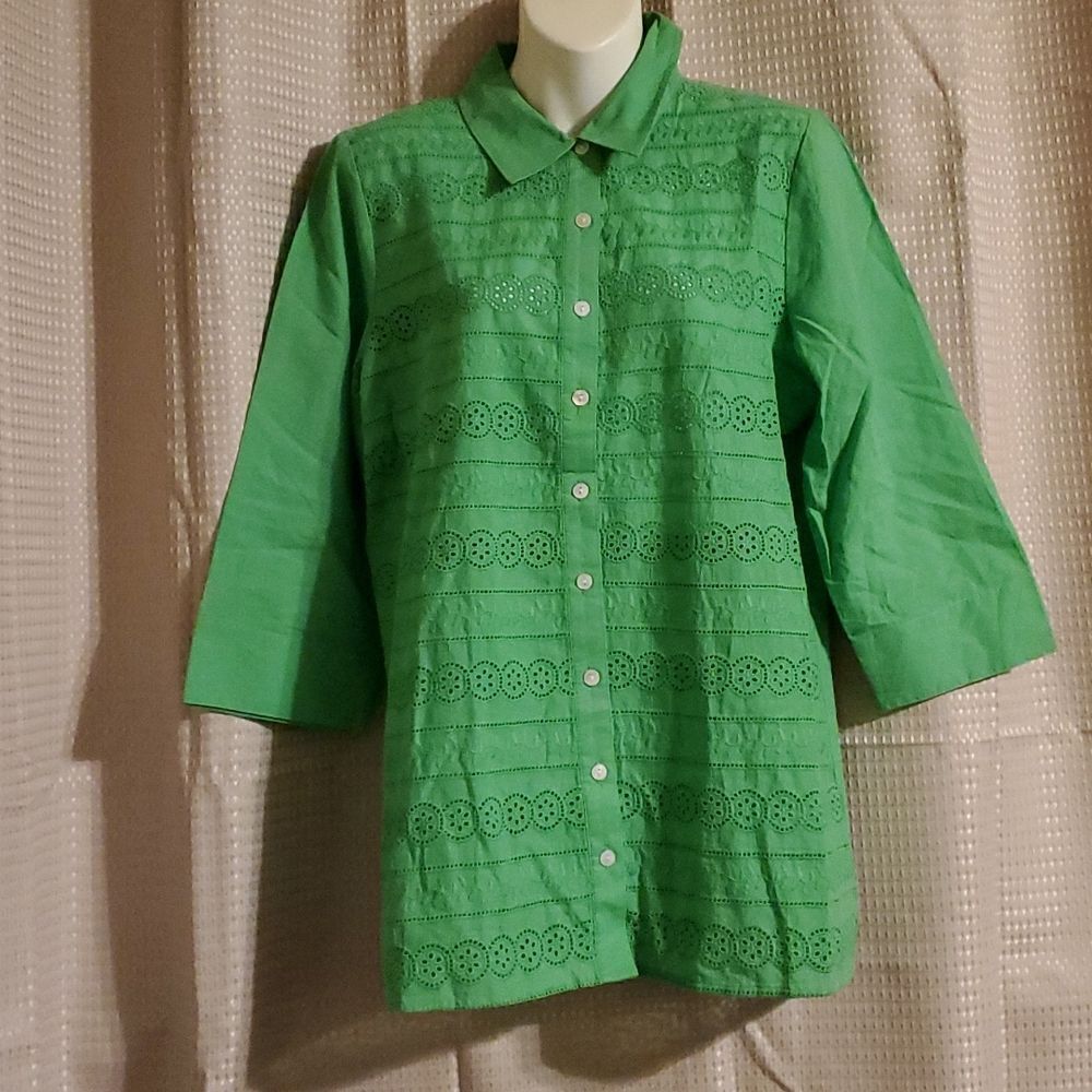 DENIM & CO. Eyelet Big shirt S